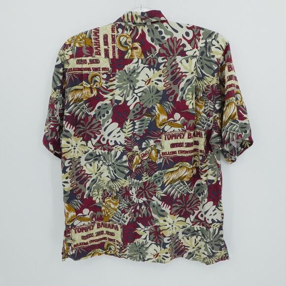 Vintage Tommy Bahama Shirt Mens Medium Maroon Hawaiian Camp Resort Vacation - Picture 2 of 12